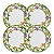 Jogo De Pratos Sobremesa 21cm Kit 4 Peças Campos Cerâmica Decorado Floral Alleanza - Imagem 1
