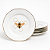 Jogo de Prato Sobremesa 19cm  Kit 4 Pçs Abelha Porcelana Decorada Borda Marrom - Imagem 1
