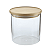 Pote Vidro Hermético c/ Tampa De Bambu Mantimentos 400ml Alimentos Redondo - Imagem 1