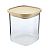 Pote Vidro Hermético c/ Tampa De Bambu Mantimentos 800ml Alimentos Quadrado - Imagem 1