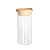 Pote Vidro Hermético c/ Tampa De Bambu Mantimentos 150ml Alimentos Redondo - Imagem 1