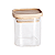 Pote Vidro Hermético c/ Tampa De Bambu Mantimentos 150ml Alimentos Quadrado - Imagem 1