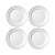 Kit 4 Pratos de Sobremesa 19cm Cilíndrica Schmidt Porcelana Branca - Imagem 1