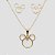 Conjunto folheado a ouro 18k Mickey vazado com zircônia pingente 2mm - Imagem 1