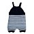 Jardineira Romper de Tricô Listrado Tricô Kids Azul Marinho - Imagem 1