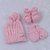 Kit Tricô Kids Gorro Luva e Sapato de Tricô Rosa Claro - Imagem 1