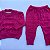 Conjunto de Tricô Maya Corações Blusa e Calça Rosa Forte - Imagem 2