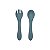 Kit Garfo e Colher Infanti Silicone Azul - Imagem 1