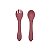 Kit Garfo e Colher Infanti Silicone Rosa - Imagem 1