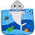 Toalha Poncho Buba Com Capuz Aventuras Tubarão Azul - Imagem 1