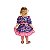 Vestido Junino Bambolê Floral Com Avental e Tiara Azul Rosa - Imagem 4