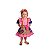 Vestido Junino Bambolê Floral Com Avental e Tiara Azul Rosa - Imagem 1