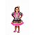 Vestido Junino Bambolê Fluor Com Babado Pink Tiara Colorido - Imagem 1