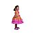 Vestido Junino Bambolê Floral Amarelo Com Tulê Rosa - Imagem 3