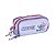 Estojo Escolar Triplo Luxcel Stitch Flores Roxo - Imagem 2