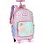 Mochila de Rodinhas Com Alça Luxcel Stitch Flores Rosa - Imagem 2