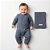 Kit Macacão e Manta Tricô Kids Quadriculada Azul Mescla - Imagem 1