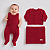 Kit Maquinho Casaco Manta Tricô Kids Trança Losango Vermelho - Imagem 1