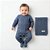 Kit Macacão e Manta Tricô Kids Trança e Losangos Azul Mescla - Imagem 1