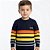 Blusa Listrada Tricô Kids Decote Redondo Azul Marinho - Imagem 1