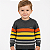 Blusa Listrada Tricô Kids Decote Redondo Cinza Mescla Escuro - Imagem 1