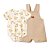 Conjunto Body Pingo Lelê Jardineira e Body Dino Bege - Imagem 1