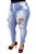 Calça Jeans Bokker Plus Size Skinny Rasgada Azul - Imagem 1