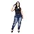 Calça Jeans Credencial Plus Size Skinny Rasgada Lilian Azul - Imagem 3