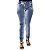 Calça Jeans Feminina Hevox Lavagem Azul Manchada com Brilho - Imagem 2