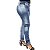 Calça Jeans Feminina Hevox Lavagem Azul Manchada com Brilho - Imagem 1