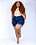 Shorts Meia Coxa Jeans Ane Plus Size Rhayma Azul - Imagem 4