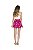 Shorts rebel com amarração viscoflair estampa floral fundo rosa - Imagem 3