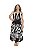 Vestido longo alça fina viscoflair estampa floral preto e branco - Imagem 1
