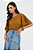 Blusa Caramelo Cropped Mangas Plissada - Imagem 1