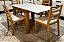 Mesa extensível Tock mel 80×80 Tampo Vidro Off 4 Cad. Madeira Maciça Aline - Imagem 1