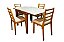 Mesa extensível Tock mel 80×80 Tampo Vidro Off 4 Cad. Madeira Maciça Aline - Imagem 3