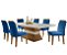 Mesa Ágata 180 Canto Reto Imbuia /Off White com 6 Cadeiras Athenas Azul – Rufato - Imagem 1
