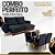 Combo Sofá Retrátil Ibis 2.30m Veludo  + Mesa Pedro Mel Tampo Vidro Preto 90x90 4 Cad. Lisboa - Imagem 1