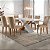 Mesa Imperatriz 180 Canto Copo Imbuia/Off White com 6 Cadeiras Jade Linho Turim - Rufato - Imagem 1