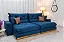 Retrátil Reclinável 2.90m Gran Bello Veludo Azul - D33 e Molas Ensacadas - Imagem 2