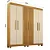 Roupeiro Andorinha Frisado 100% MDF 06 Portas e 02 gavetas 1.85m  Cinamomo/Off White- Valdemoveis - Imagem 4