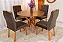 Mesa de Jantar Simpatia Tampo Redondo 108×108 Cinamomo 4 Cad. Lisboa Veludo Marrom 509 Madeira Maciça - Imagem 2