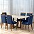 Mesa Atlas Mel/Off White Canto Copo 160×80 com 6 Cadeiras Sophia Veludo Azul - Imagem 1