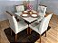 Mesa de Jantar Dakota Plus 90×90 c/ 4 Cadeiras Jasmim – Cinamomo/Off White/Bege Veludo - Imagem 2