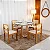 Mesa de Jantar Atlanta Cinamomo/Off Tampo Redondo Vidro Off 120x120 4 Santorini Linho Bege Madeira Maciça - Minas Plac - Imagem 1