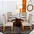 Mesa de Jantar Moscou 90x90 Cinamomo/Off Tampo Vidro Off 4 Cadeiras Atlanta Linho Bege Cru Madeira Maciça- Minas Plac - Imagem 1