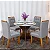 Mesa de Jantar Siena Redonda 100cm Vidro Off/Base Cinamomo + 4 Cad. Londres  Madeira Minas Plac - Imagem 1