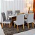 Mesa de Jantar Moscou 160x80 Vidro Off/Base Cinamomo + 6 Cad. Londres Madeira Minas Plac - Imagem 1