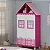 Roupeiro Infantil Casinha 2P2G Pink Ploc.Branco Acetinado - Gelius - Imagem 1