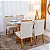 Mesa de Jantar Bali 120×80 Vidro Off/Base Madeira + 4 Cad. Atlanta Linho Bege Cru Madeira Minas Plac - Imagem 3
